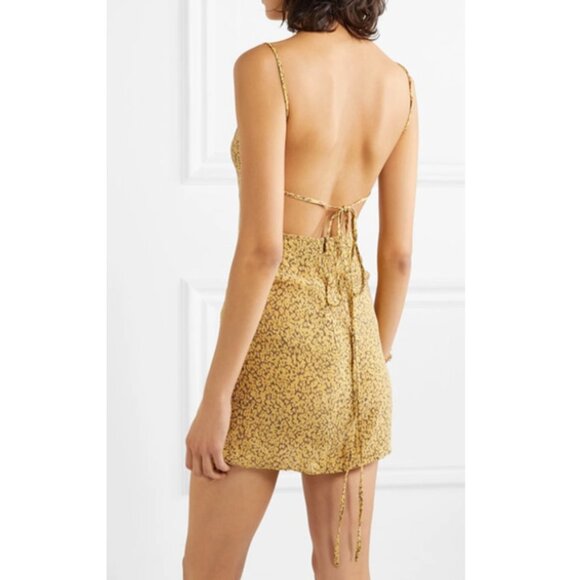 Anemone The KM Tie Leopard Print Cupro Mini Dress, M, Yellow - Picture 11 of 11